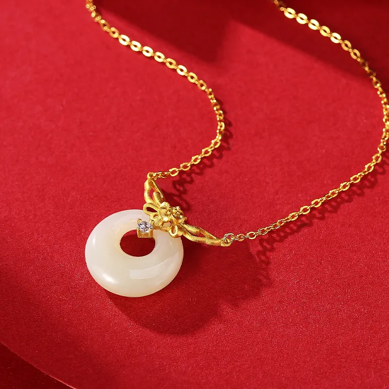 WEITIANXUAN Hetian Jade Necklaces White Jade/Pale Greenish White Jade Unisex-4
