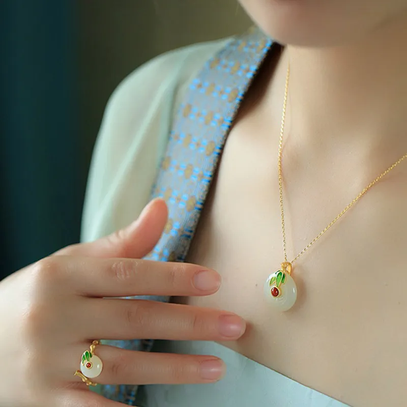 WEITIANXUAN Hetian Jade Necklaces White Jade/Pale Greenish White Jade Unisex-4