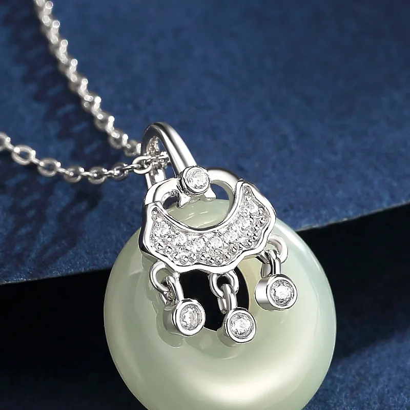 WEITIANXUAN Hetian Jade Necklaces White Jade/Pale Greenish White Jade Women's-5