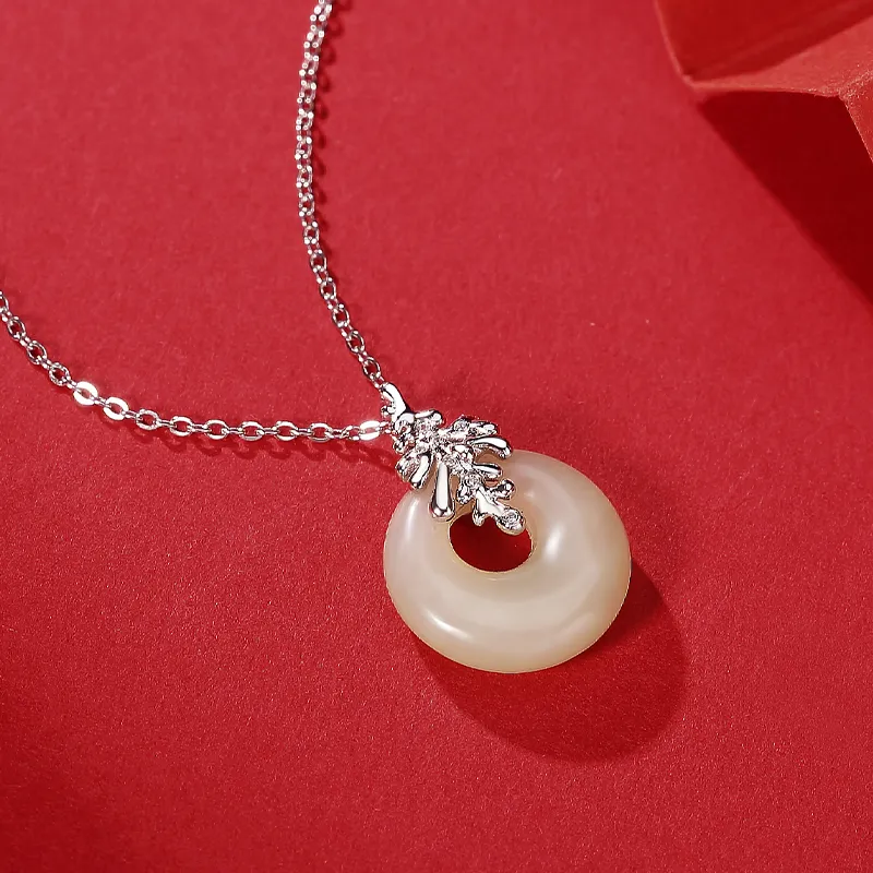 WEITIANXUAN Hetian Jade Necklaces White Jade/Pale Greenish White Jade Unisex-3