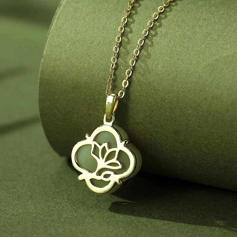 WEITIANXUAN Necklaces Pale Greenish White Jade Women's-3
