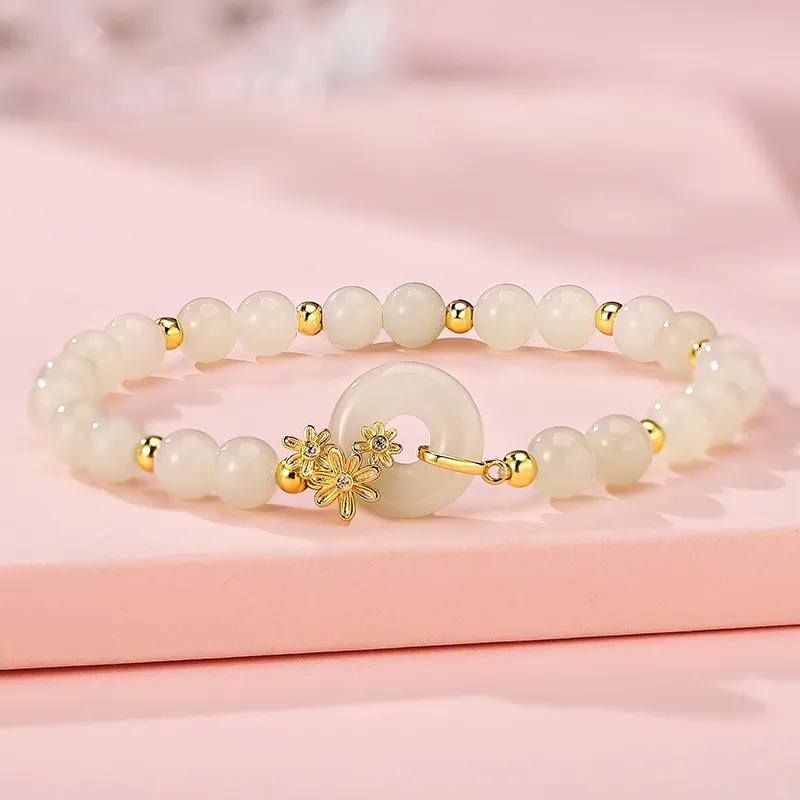 WEITIANXUAN Hetian Jade Bracelets White Jade/Pale Greenish White Jade Unisex-2