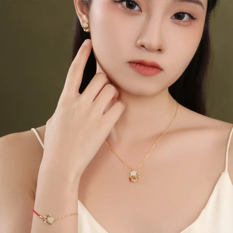 WEITIANXUAN Hetian Jade Necklaces White Jade/Pale Greenish White Jade Unisex-3