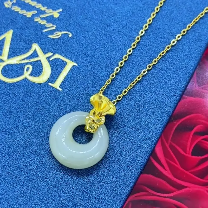 WEITIANXUAN Hetian Jade Necklaces White Jade/Pale Greenish White Jade Unisex-1