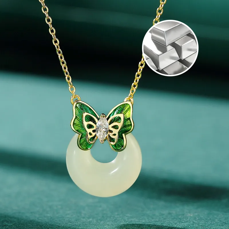 WEITIANXUAN Hetian Jade Necklaces White Jade/Pale Greenish White Jade Unisex-4