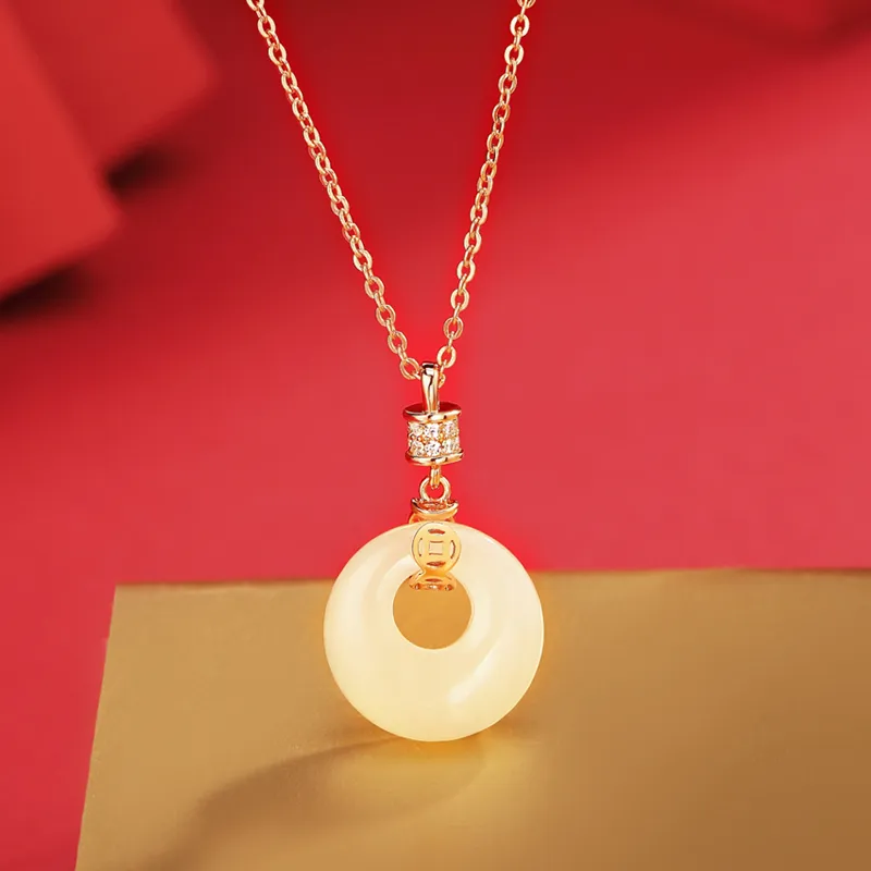 WEITIANXUAN Hetian Jade Necklaces White Jade/Pale Greenish White Jade Unisex-4