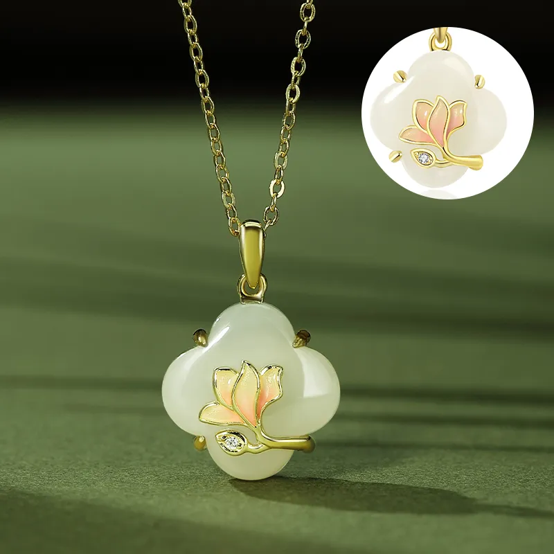 WEITIANXUAN Necklaces Pale Greenish White Jade Women's-4
