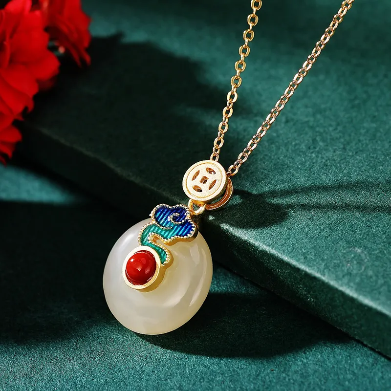 WEITIANXUAN Hetian Jade Necklaces White Jade/Pale Greenish White Jade Unisex-5