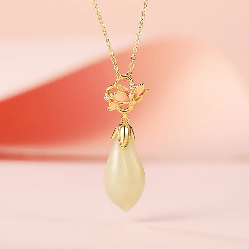 WEITIANXUAN Hetian Jade Necklaces White Jade/Pale Greenish White Jade Unisex-2