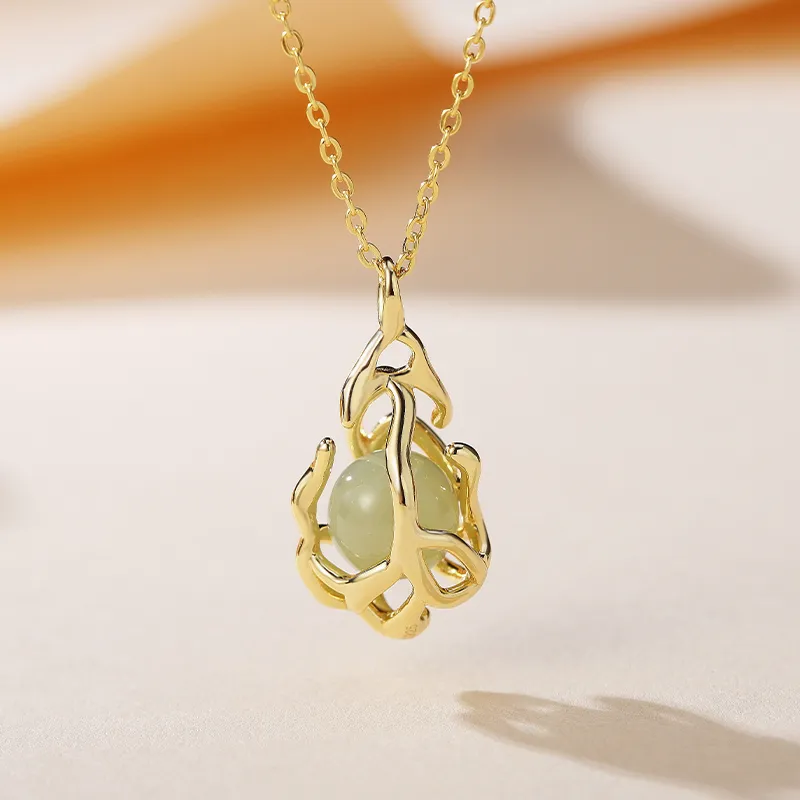 WEITIANXUAN Hetian Jade Necklaces White Jade/Pale Greenish White Jade Unisex-2