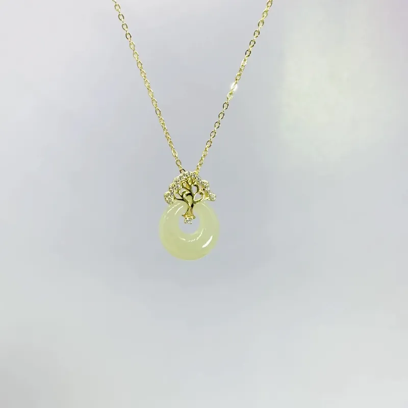 WEITIANXUAN Hetian Jade Necklaces White Jade/Pale Greenish White Jade Unisex-1