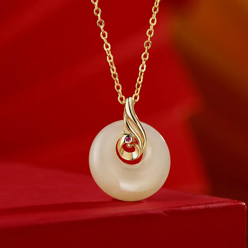 WEITIANXUAN Natural Hetian Jade Pale Greenish White Jade Women's-1