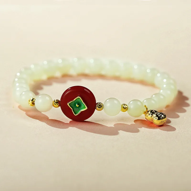 WEITIANXUAN Hetian Jade Bracelets White Jade/Pale Greenish White Jade Unisex-2