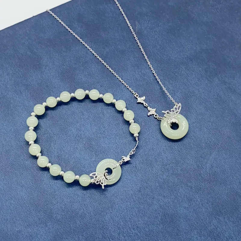 WEITIANXUAN Hetian Jade Bracelets White Jade/Pale Greenish White Jade Unisex-1