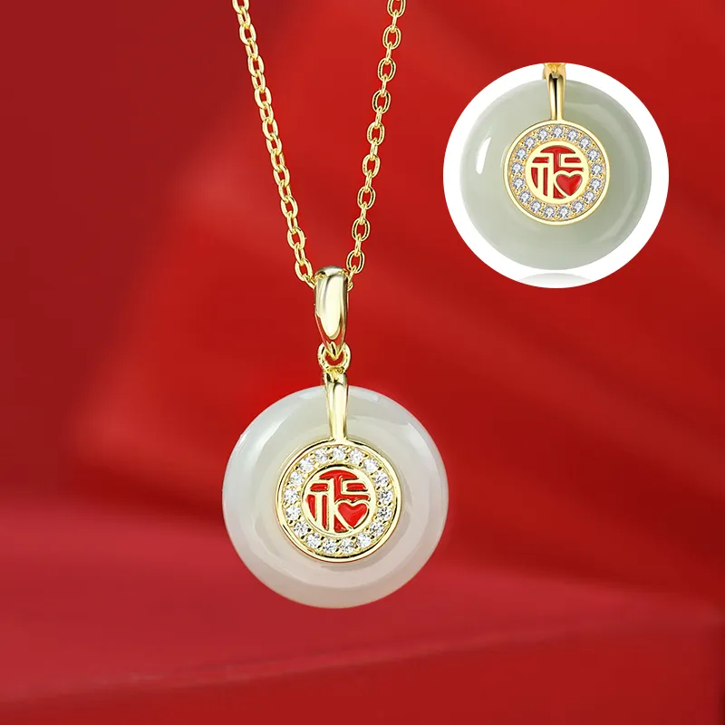 WEITIANXUAN Hetian Jade Necklaces White Jade/Pale Greenish White Jade Women's-4