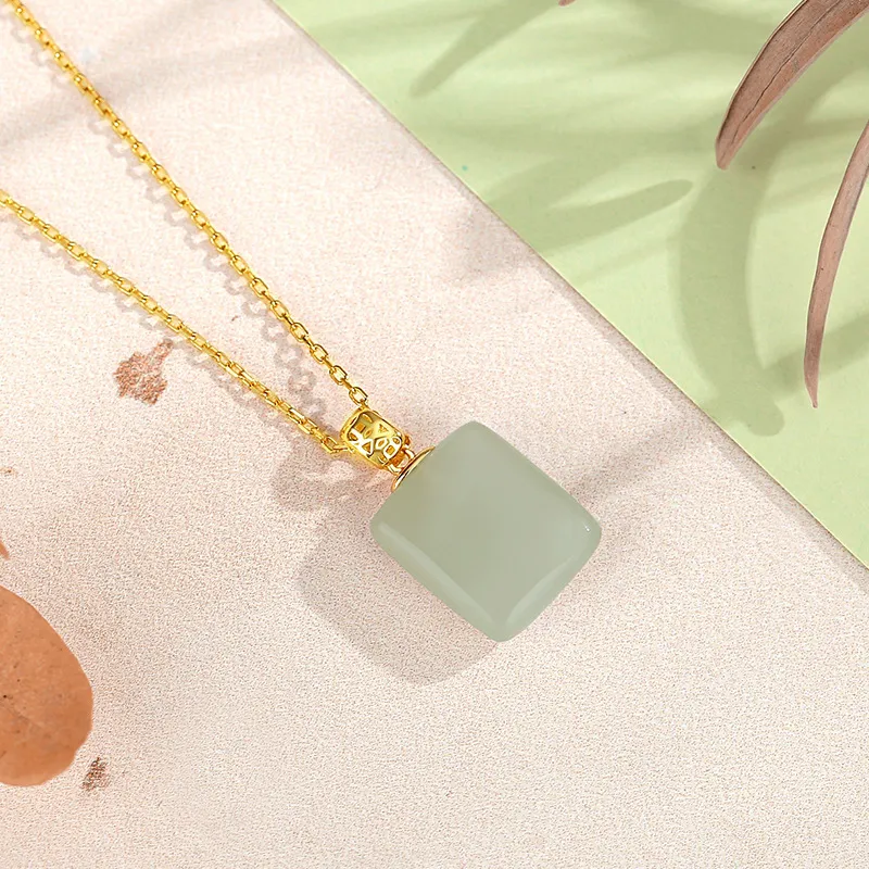 WEITIANXUAN Hetian Jade Necklaces Green Jade Unisex-3