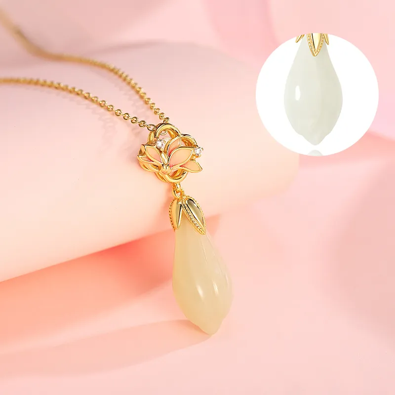 WEITIANXUAN Hetian Jade Necklaces White Jade/Pale Greenish White Jade Unisex-5