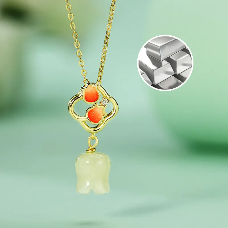 WEITIANXUAN Hetian Jade Necklaces White Jade/Pale Greenish White Jade Unisex-4