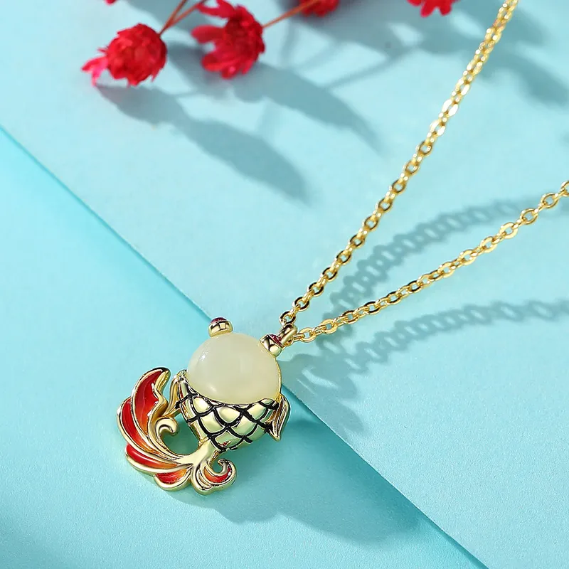 WEITIANXUAN Hetian Jade Necklaces White Jade/Pale Greenish White Jade Unisex-4