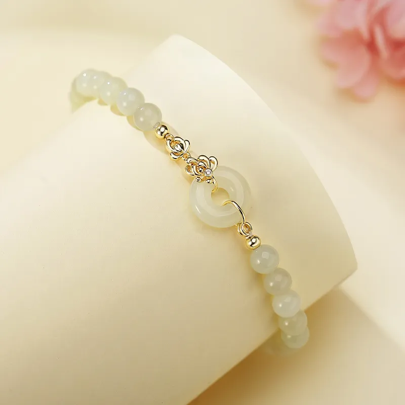 WEITIANXUAN Hetian Jade Bracelets White Jade/Pale Greenish White Jade Unisex-2
