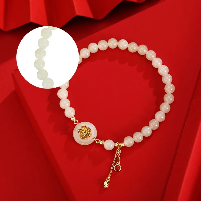 WEITIANXUAN Hetian Jade Bracelets White Jade/Pale Greenish White Jade Unisex-4