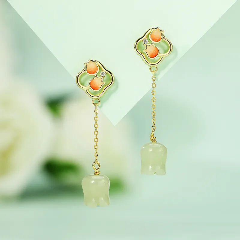 WEITIANXUAN Hetian Jade Earrings White Jade/Pale Greenish White Jade Women's-2