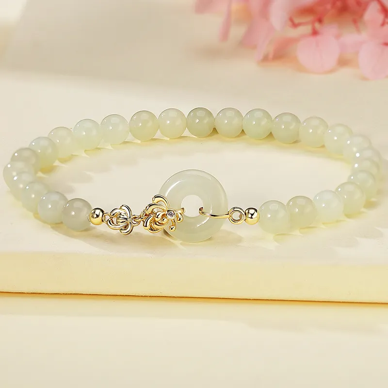 WEITIANXUAN Hetian Jade Bracelets White Jade/Pale Greenish White Jade Unisex-1