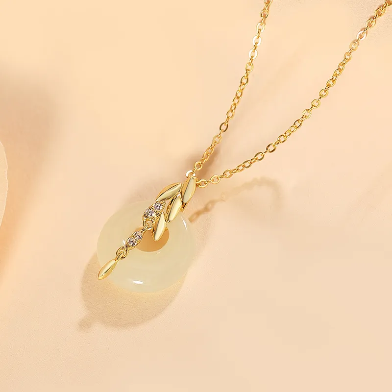 WEITIANXUAN Hetian Jade Necklaces White Jade Women's-3