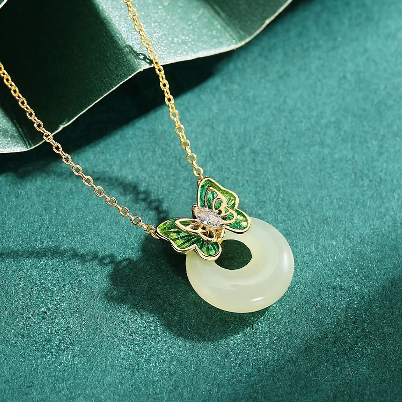 WEITIANXUAN Hetian Jade Necklaces White Jade/Pale Greenish White Jade Unisex-3