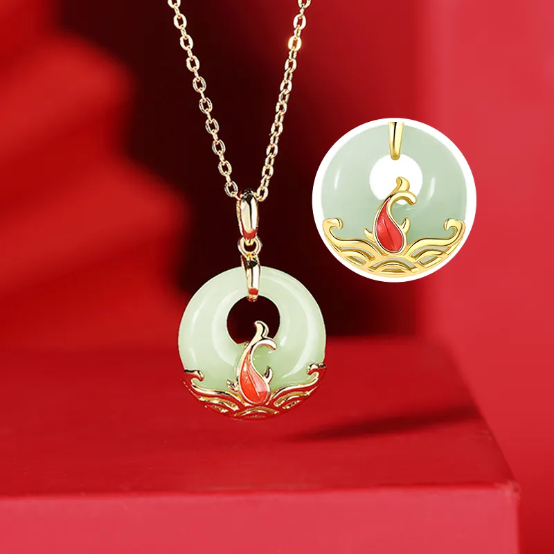 WEITIANXUAN Hetian Jade Necklaces Pale Greenish White Jade Women's-3