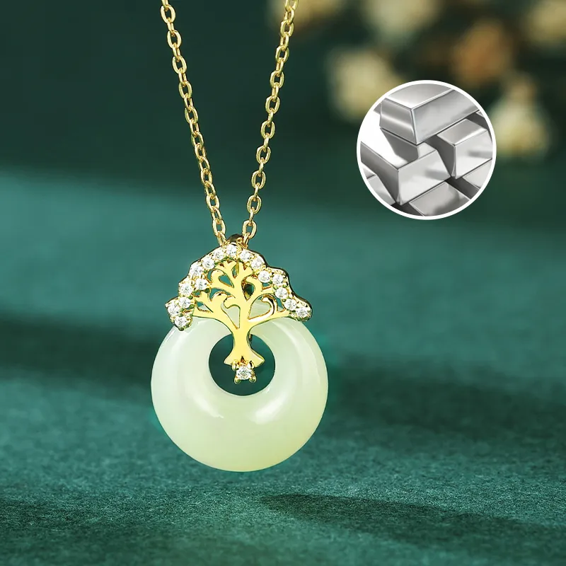 WEITIANXUAN Hetian Jade Necklaces White Jade/Pale Greenish White Jade Unisex-4
