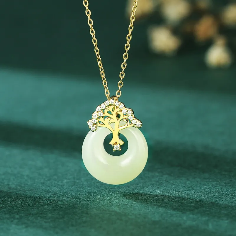WEITIANXUAN Hetian Jade Necklaces White Jade/Pale Greenish White Jade Unisex-2