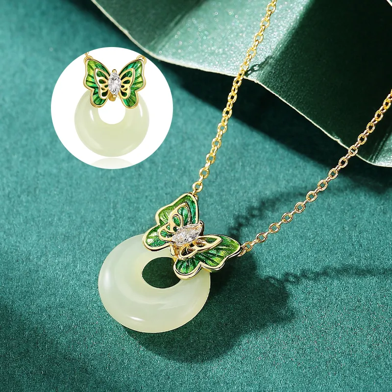 WEITIANXUAN Hetian Jade Necklaces White Jade/Pale Greenish White Jade Unisex-5
