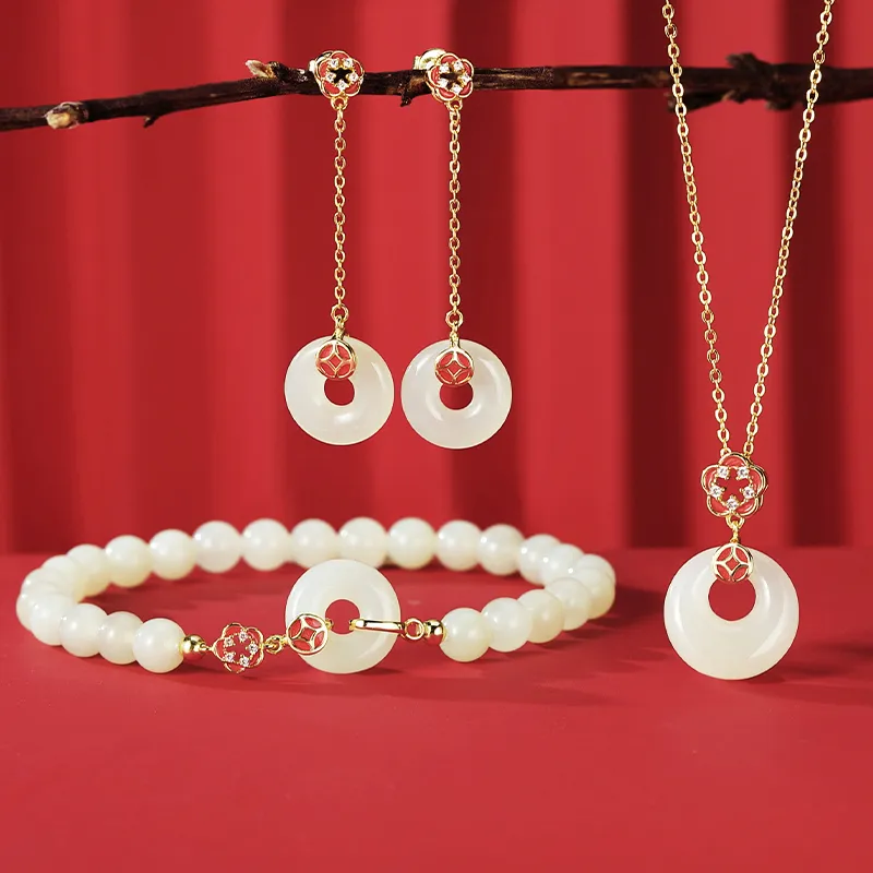 WEITIANXUAN Hetian Jade Bracelets White Jade/Pale Greenish White Jade Unisex-2
