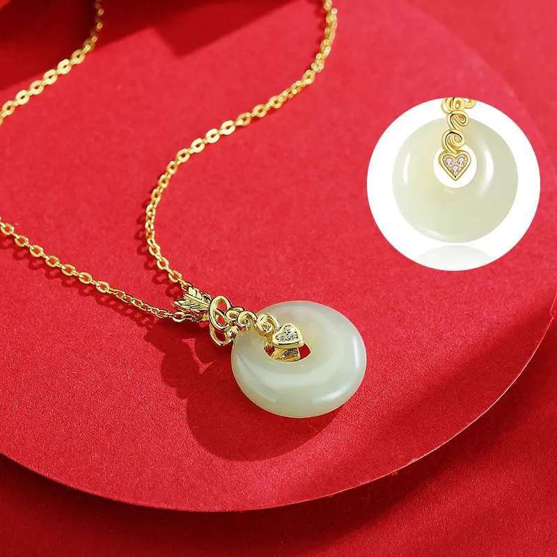 WEITIANXUAN Necklaces White Jade/Pale Greenish White Jade Unisex-5
