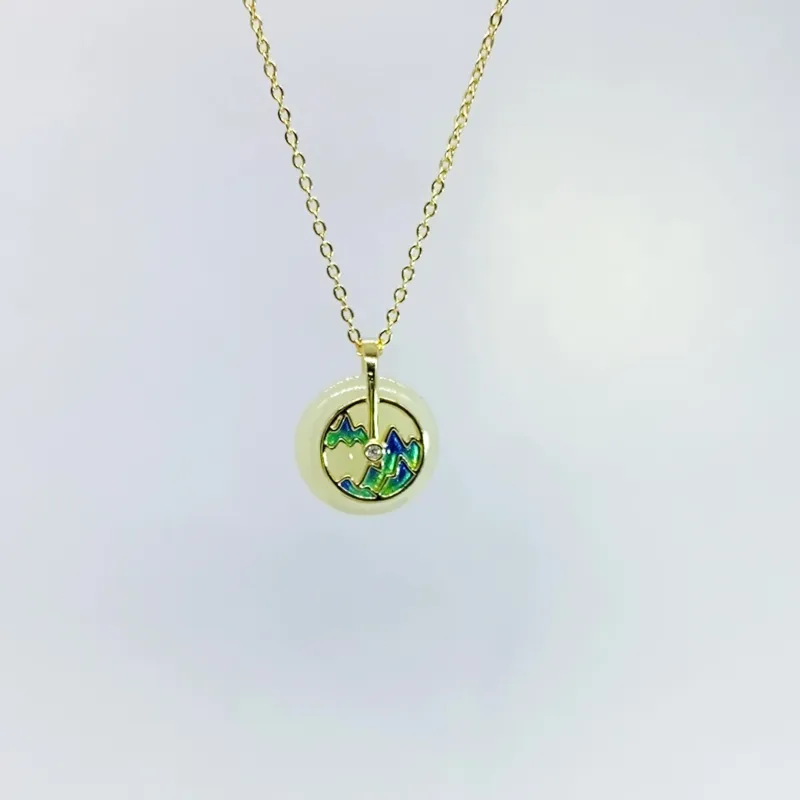WEITIANXUAN Hetian Jade Necklaces White Jade/Pale Greenish White Jade Unisex-1