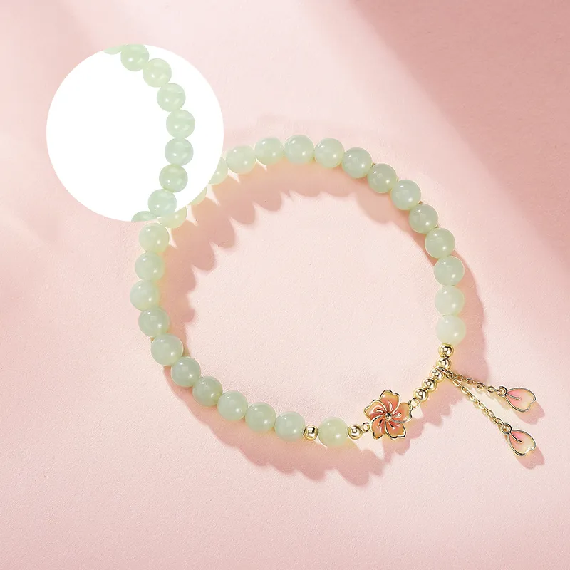 WEITIANXUAN Hetian Jade Bracelets Pale Greenish White Jade Unisex-5