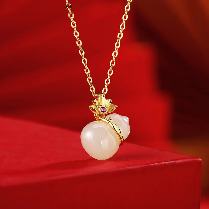WEITIANXUAN Hetian Jade Necklaces White Jade/Pale Greenish White Jade Unisex-2
