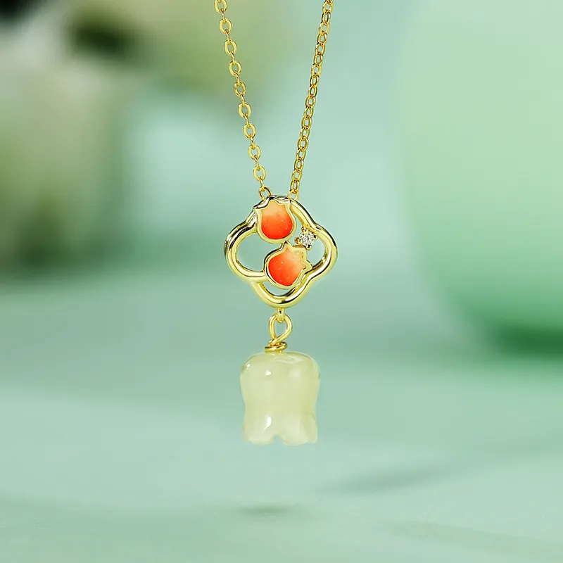 WEITIANXUAN Hetian Jade Necklaces White Jade/Pale Greenish White Jade Unisex-2