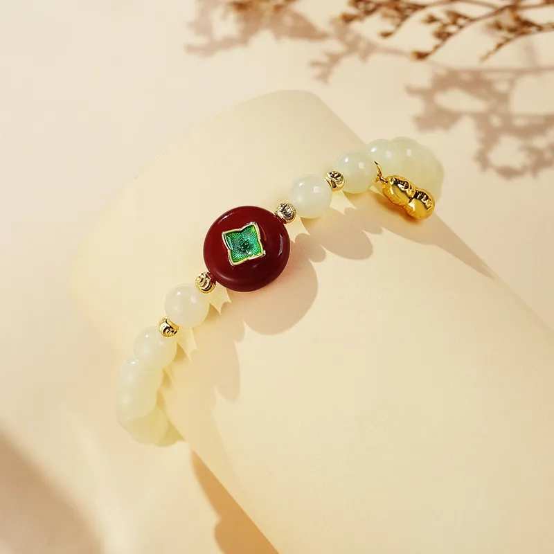 WEITIANXUAN Hetian Jade Bracelets White Jade/Pale Greenish White Jade Unisex-4