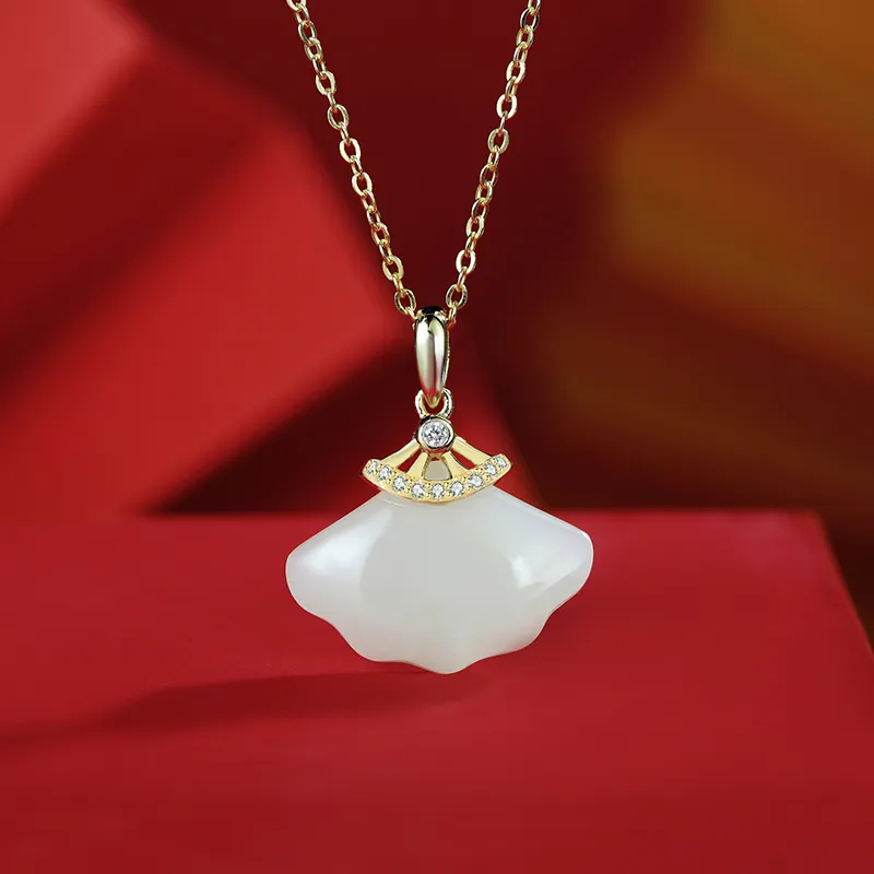 WEITIANXUAN Hetian Jade Necklaces White Jade/Pale Greenish White Jade Unisex-2