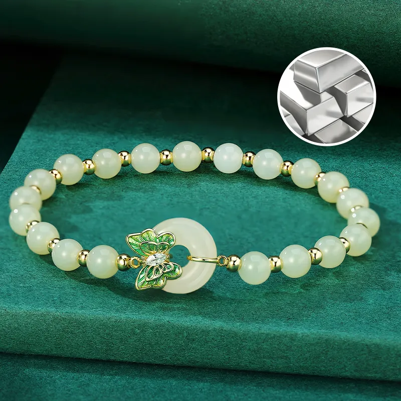 WEITIANXUAN Hetian Jade Bracelets White Jade/Pale Greenish White Jade Unisex-3