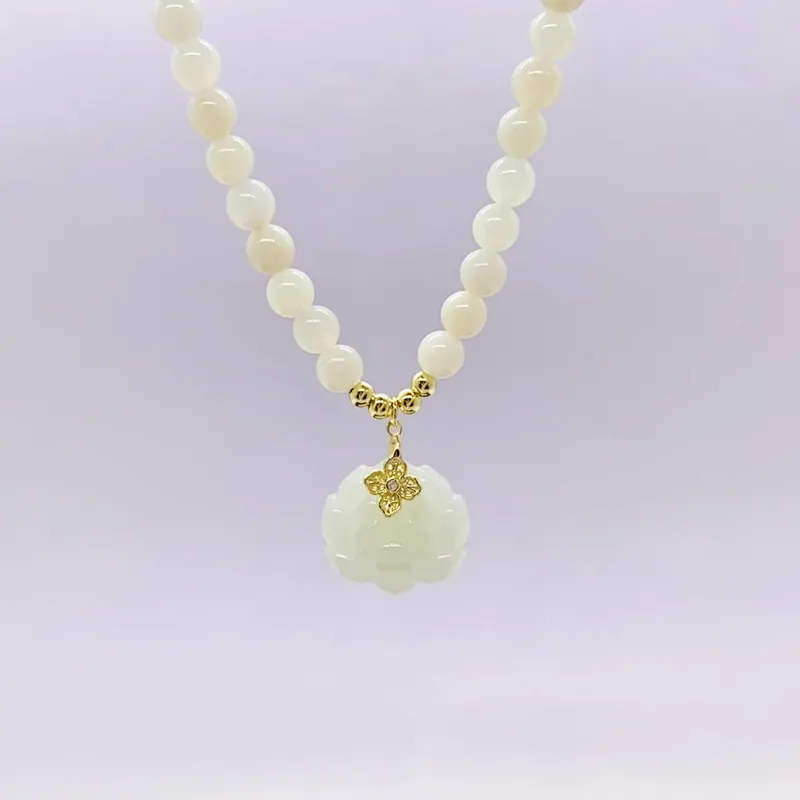 WEITIANXUAN Hetian Jade Necklaces Pale Greenish White Jade Women's-1