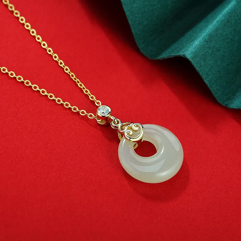 WEITIANXUAN Hetian Jade Necklaces White Jade/Pale Greenish White Jade Unisex-5
