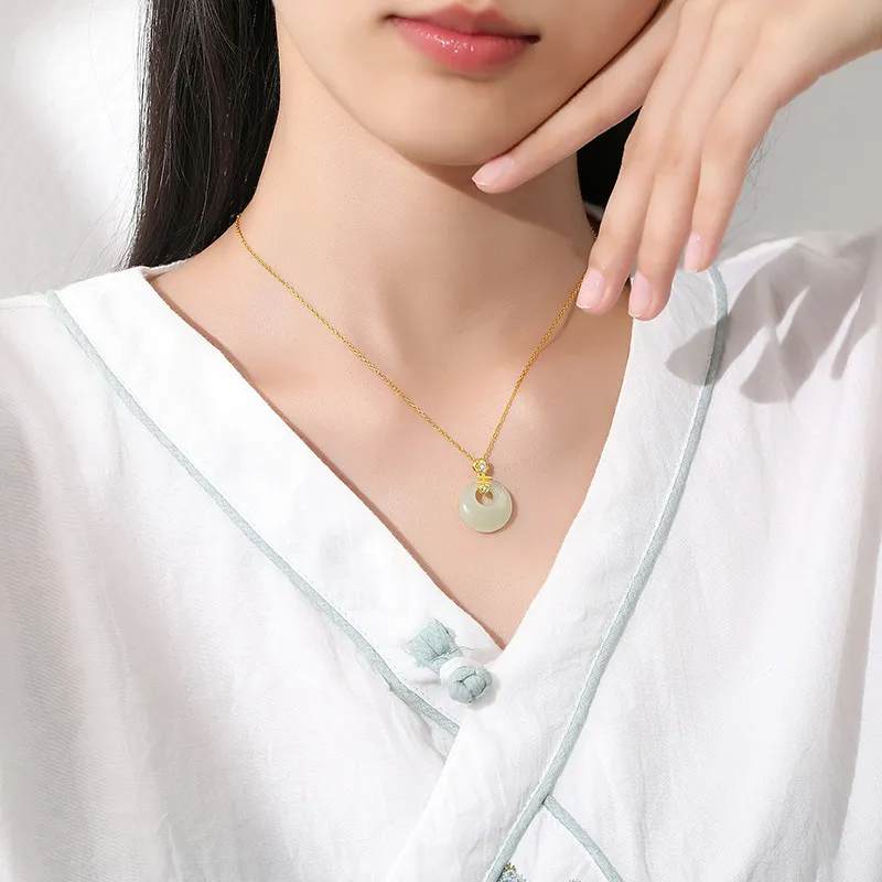 WEITIANXUAN Hetian Jade Necklaces Green Jade Women's-3