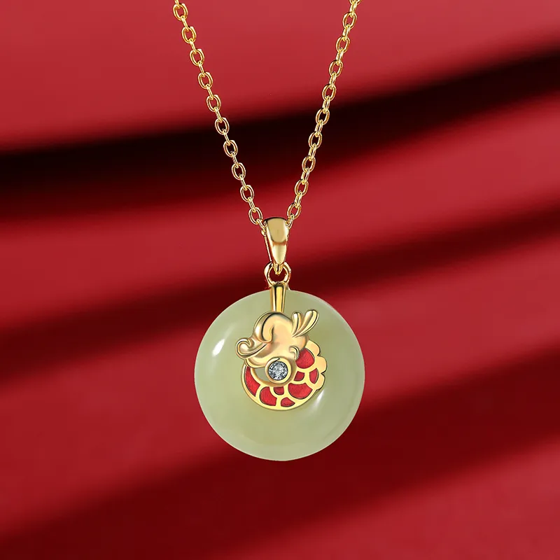 WEITIANXUAN Hetian Jade Necklaces White Jade/Pale Greenish White Jade Unisex-2