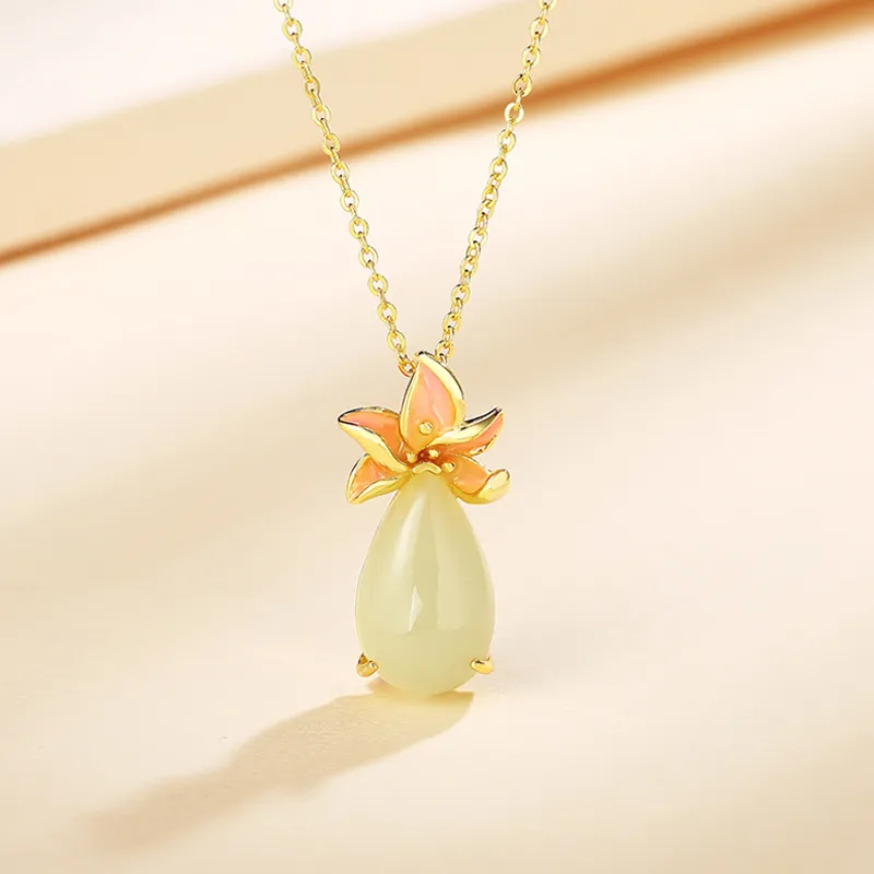 WEITIANXUAN Hetian Jade Necklaces White Jade/Pale Greenish White Jade Unisex-2