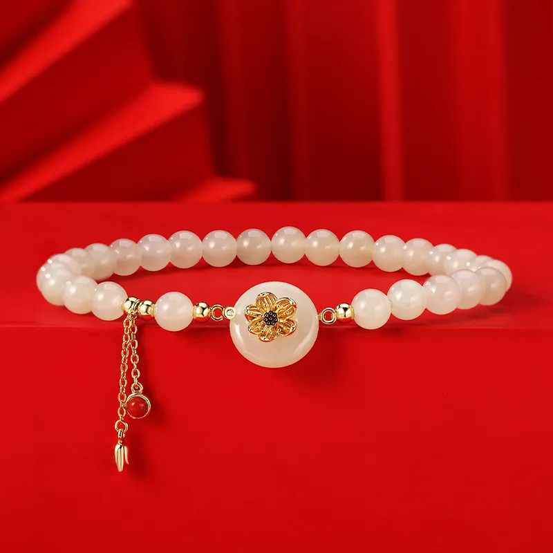 WEITIANXUAN Hetian Jade Bracelets White Jade/Pale Greenish White Jade Unisex-1