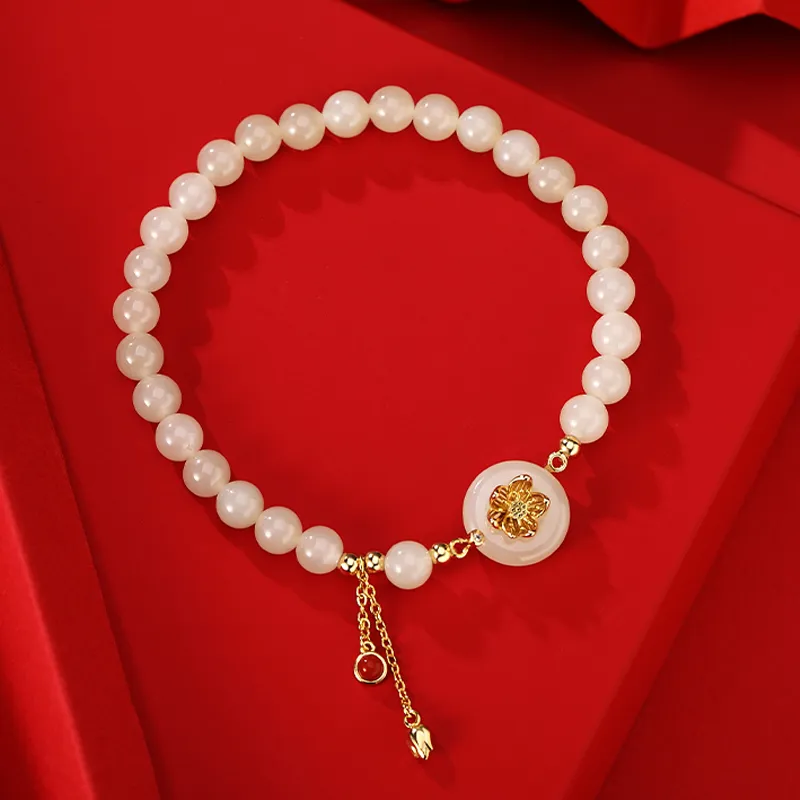 WEITIANXUAN Hetian Jade Bracelets White Jade/Pale Greenish White Jade Unisex-2