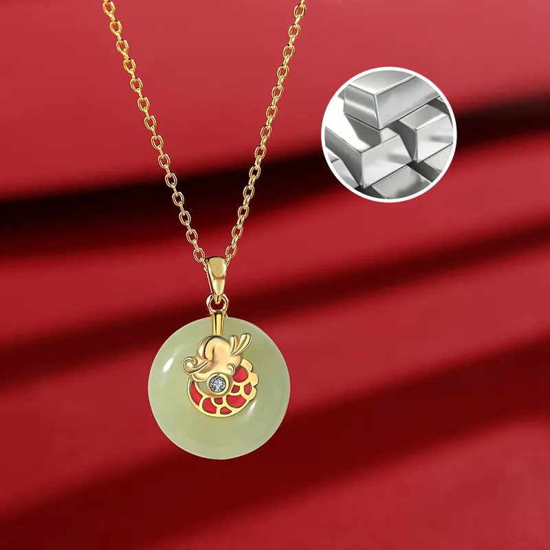 WEITIANXUAN Hetian Jade Necklaces White Jade/Pale Greenish White Jade Unisex-4